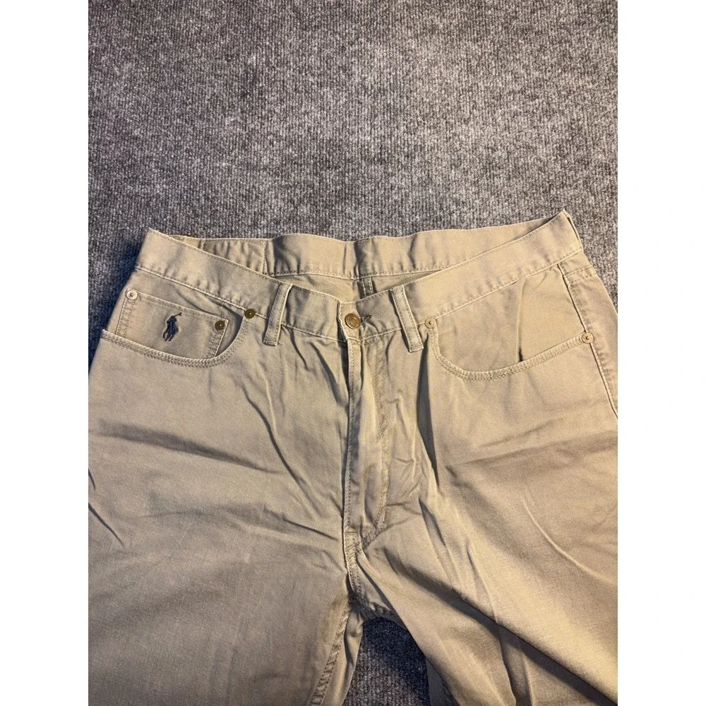 Polo Ralph Lauren Chino Pants Mens 36/30 Beige Pony Logo Flat Front Straight Leg